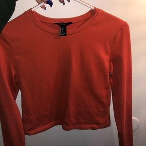 Waste/Cropped Long Sleeve Shirt / Dark Orange